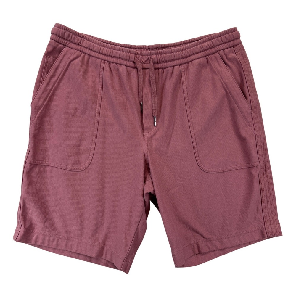 Athleta Shorts Mens L‎ Mauve Cotton Stretch Drawstring Lounge Side Stripe